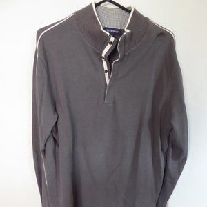 HATHAWAY BRAND GRAY & WHITE STRIPE LONG SLEEVE PULL OVER SWEATER (L) PRE-OWNED